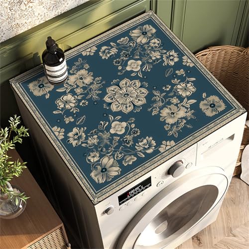 Highdi Universel Housse de Protection pour Machine à Laver Top,Coussin de Machine à Laver Antidérapant Housse de Machine à Laver pour Machine à Laver Ou Sèche-Linge (Bleu Foncé,60x60cm)