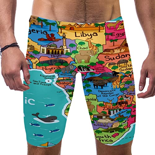 Bañador de natación para hombre DAPHL con estampado de mapa de África multicolor talla XXL