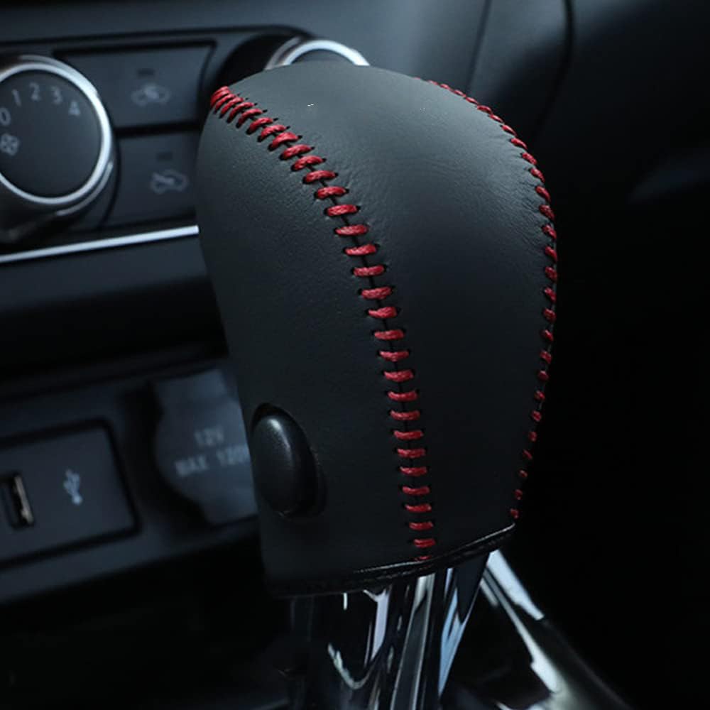 XITER with Altima Logo Leather Gear Shift Knob Cover Protector Trim Automatic Transmission Interior Accessories for Nissan Altima 2013-2018(Not Fit 2.5SR/3.5)-Red Stitches