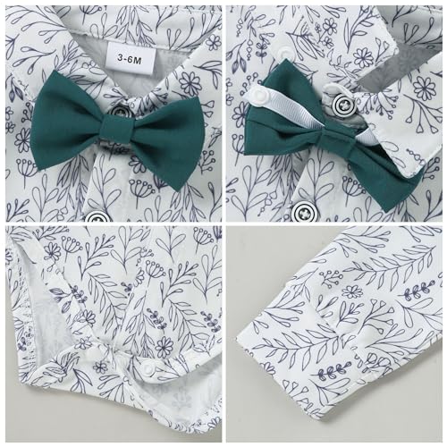 Image of DISAUR Baby Boy Clothes Toddler Boy Outfits 4PCS Gentleman Dress Romper /Vest /Pants /Bow Tie Cotton Suit Sets