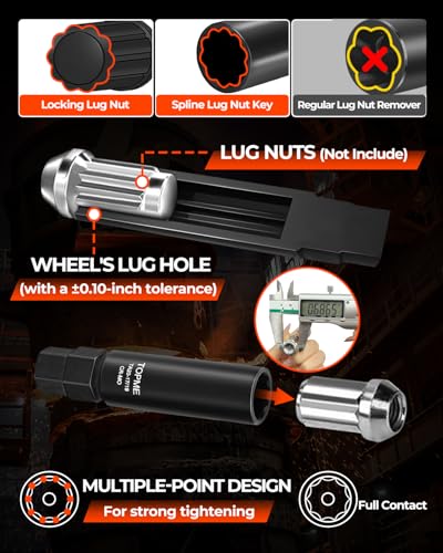 Image of 10 Spline Lug Nut Socket, Replacement for TA20-17 /19, Compatible with Bimecc 10 Spline Lug key, for Removing 10 Point Lug Nut Key for Truck Large SUV with 13 /16 and 7 /8 Hex Drive, CR-MO
