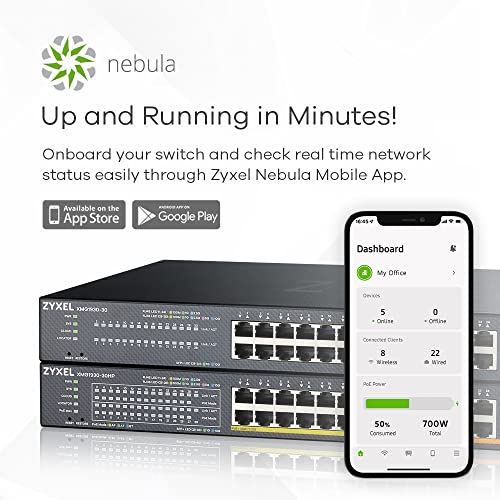 Image of Zyxel 24-Port PoE Multi-Gigabit Ethernet Switch | Smart-L2+ Managed | 20x PoE+ | 8x PoE++ @700W | 2x 10G RJ45 | 2x 10G SFP+ | Nebula Cloud Optional| Rackmount [XMG1930-30HP]