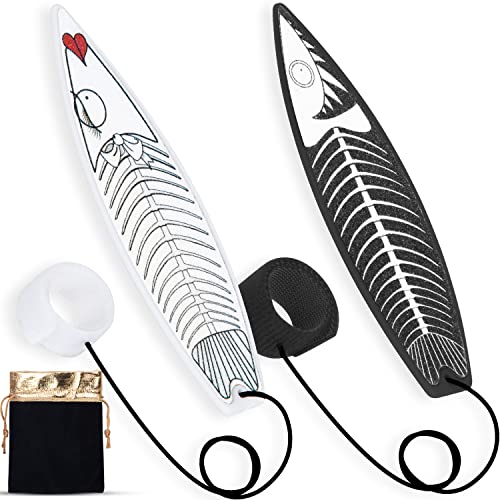 Finger Surfboard for Car Ride,LA KEN DU 2PCS Mini Surfboard for Kids-Wind Surfboard Fingerboard for Car Window (Black & White with Receive Bag)
