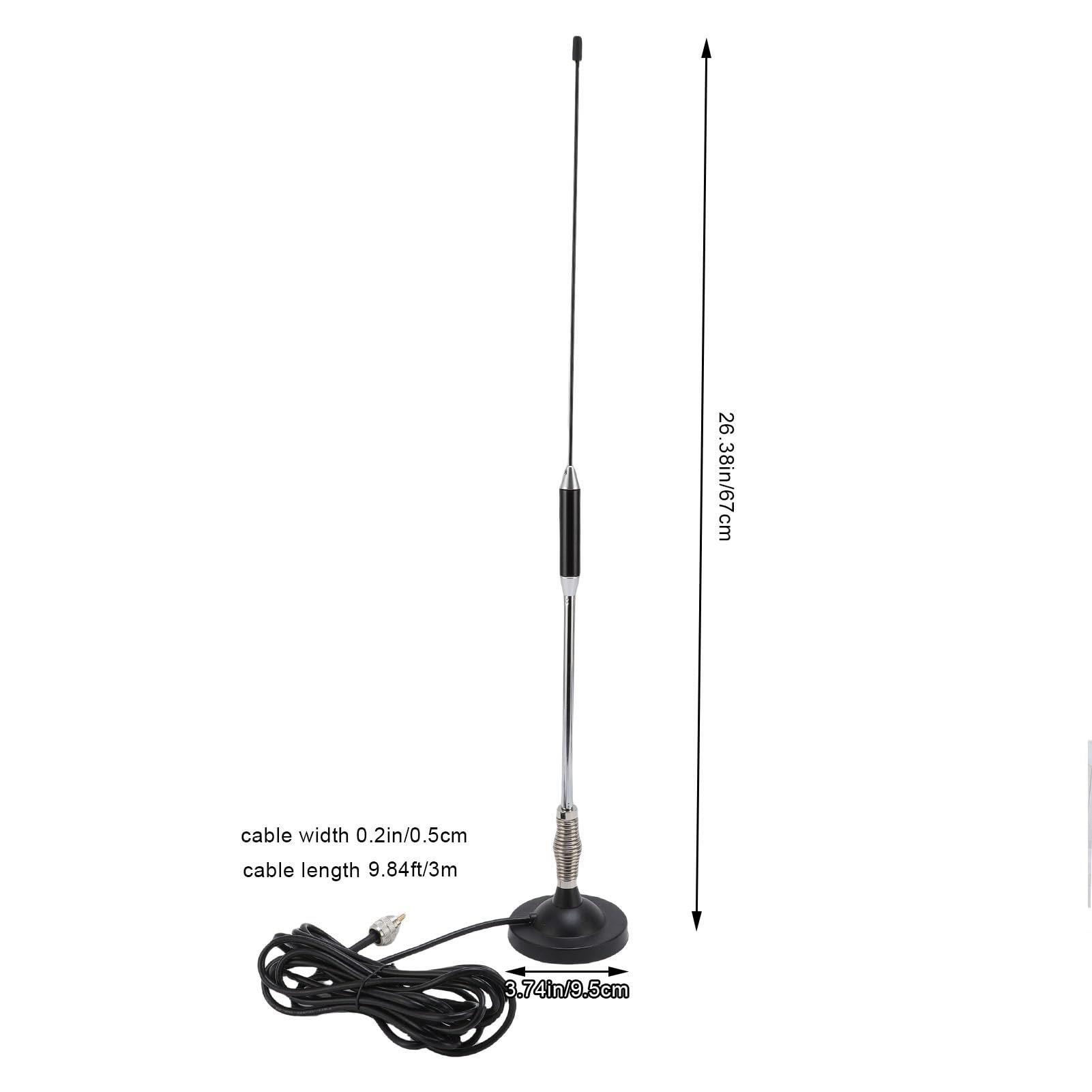 Kit antenna CB Torvex, antenna radio 26-28 MHz 26,37 pollici con supporto magnetico e molla, sostituzione stazione base mobile per camion per auto (Cavo da 3 metri/9,84 piedi)