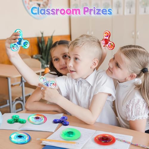 Image of Fidget Spinner 2 Pack, Light up Sensory Fidget Toys Adults Kids 4-8-12 with Autism ADHD, Kids Travel Toys Anxiety Stress Relief Teen Boy Gifts, Classroom Prizes Glow Birthday Party Graduation Gifts