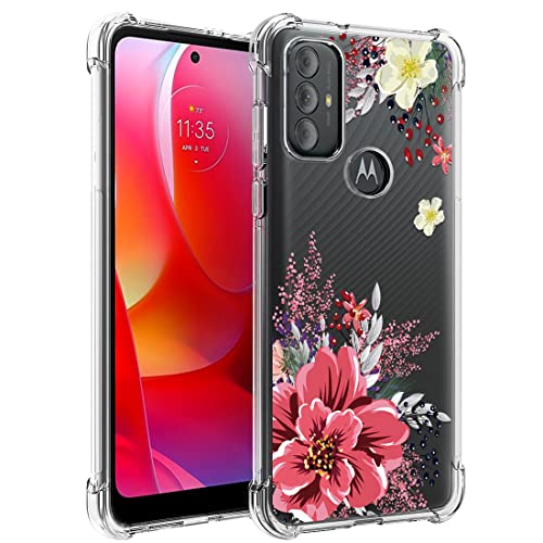 Coque Moto G Power 2022 Osophter en TPU souple antichoc motif fleur rouge