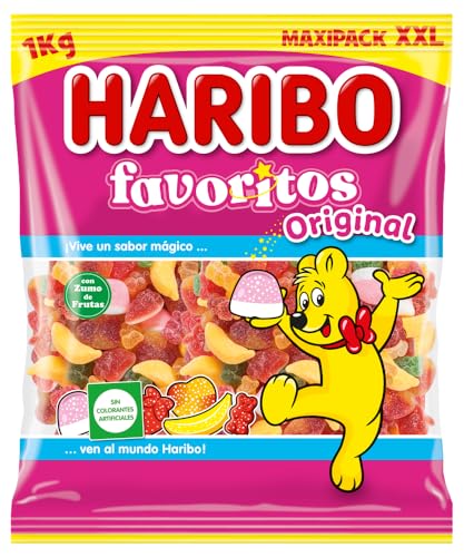 HARIBO Favoritos Original Fruchtgummi Mix 1kg – Bunte Gummibärchen Mischung – Weiche Süßigkeiten – Großpackung Candy
