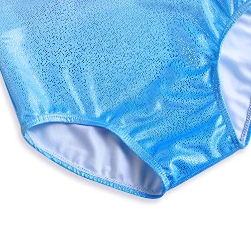 Image of HOZIY Leotards for Girls Gymnastics Kids Children Biketard Snowflake Ribbon Blue Purple Hot Pink Sparkle