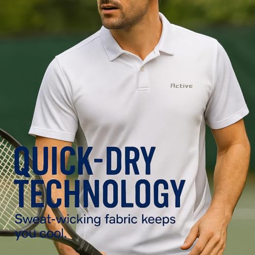 Image of Raves Mens Performance Collared Polo Shirt | Quick Dry, Lightweight, Breathable Sports & Everyday Wear Polo | Athletic Fit
