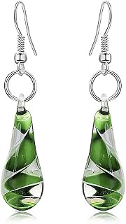 Yocoyee Handmade Glass Water Drop Spiral Dangle Earrings - Lampwork Glaze Geometric Jewelry for Women