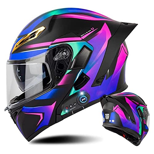 Bluetooth Motorcycle Helmet Modular Moto Helmet Flip Up Motorbike Helmet With Inner Sun Visor Safety Double Lens Dot Approved Helmet Removable Inner Lining, For Men And Women S~Xxl (M(57~58Cm), A) #TOP13