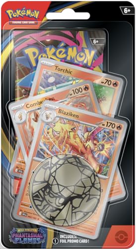 Pokemon TCG | Mega Evolution | Paquete de ampollas de llamas fantasmas (1 paquete de refuerzo, 3 tarjetas promocionales y 1 moneda) | Más de 15 años