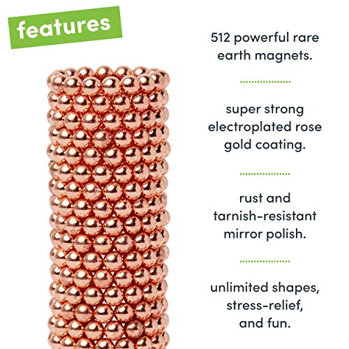 Speks Magnetic Balls - Luxe Rose Gold Set of 512 (2.5mm) - Fun Stress Relief Desk Toy for Adults - Mashable Smashable Buildable
