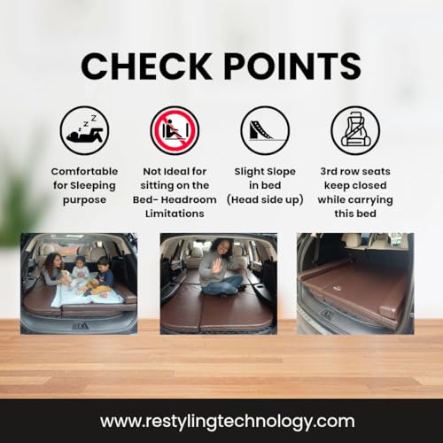 Image of Foldable Car Bed for XUV700 /XUV7XO 7-Seater | Non-Inflatable | Waterproof | 60 /40 Split, Lightweight 7kg | (Luxury Variant -Brown)