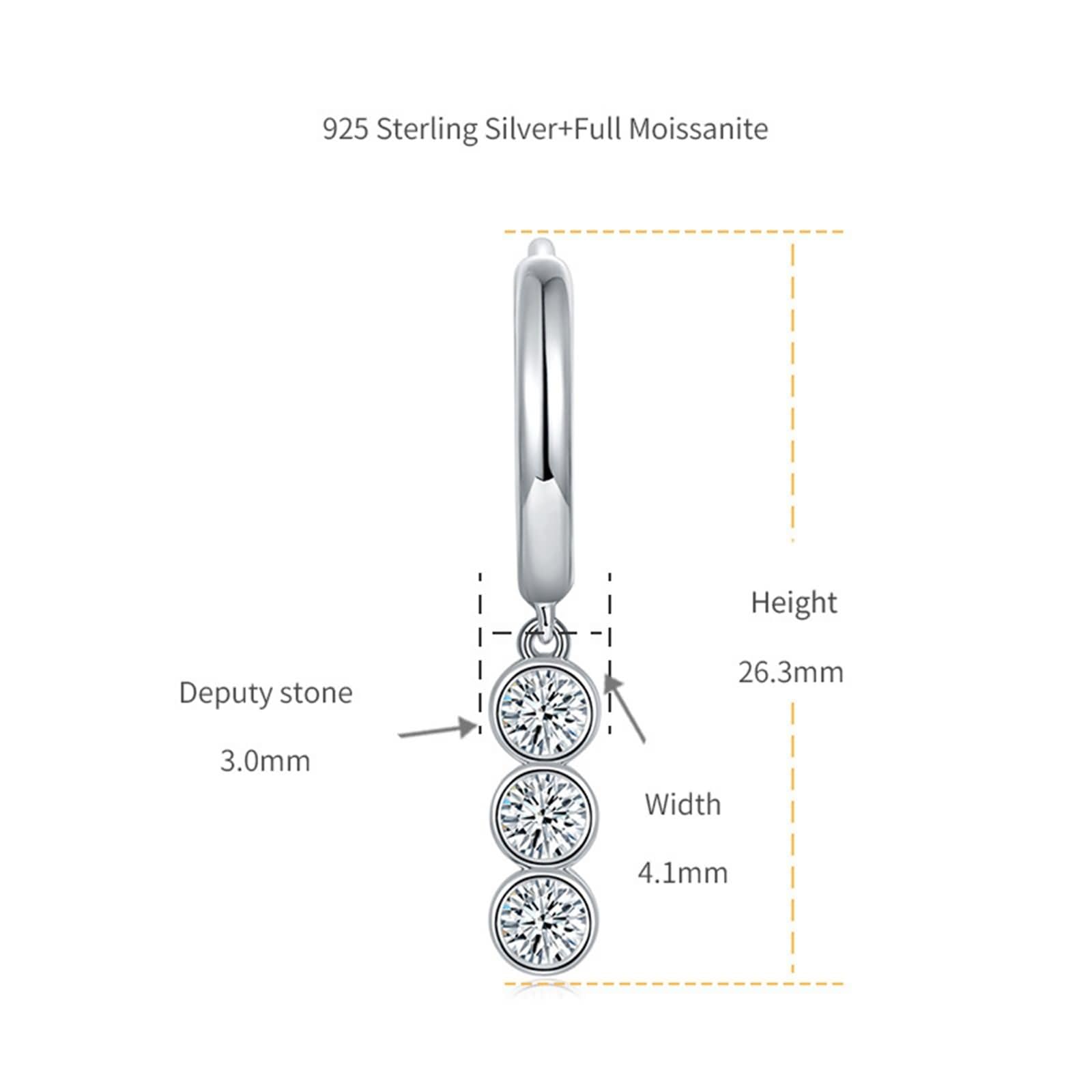 Pendientes Oro Blanco 9K / 14K / 18Kt para Mujer, Redondo con Moissanita, Colgantes Pendientes de Mujer Boda Plata