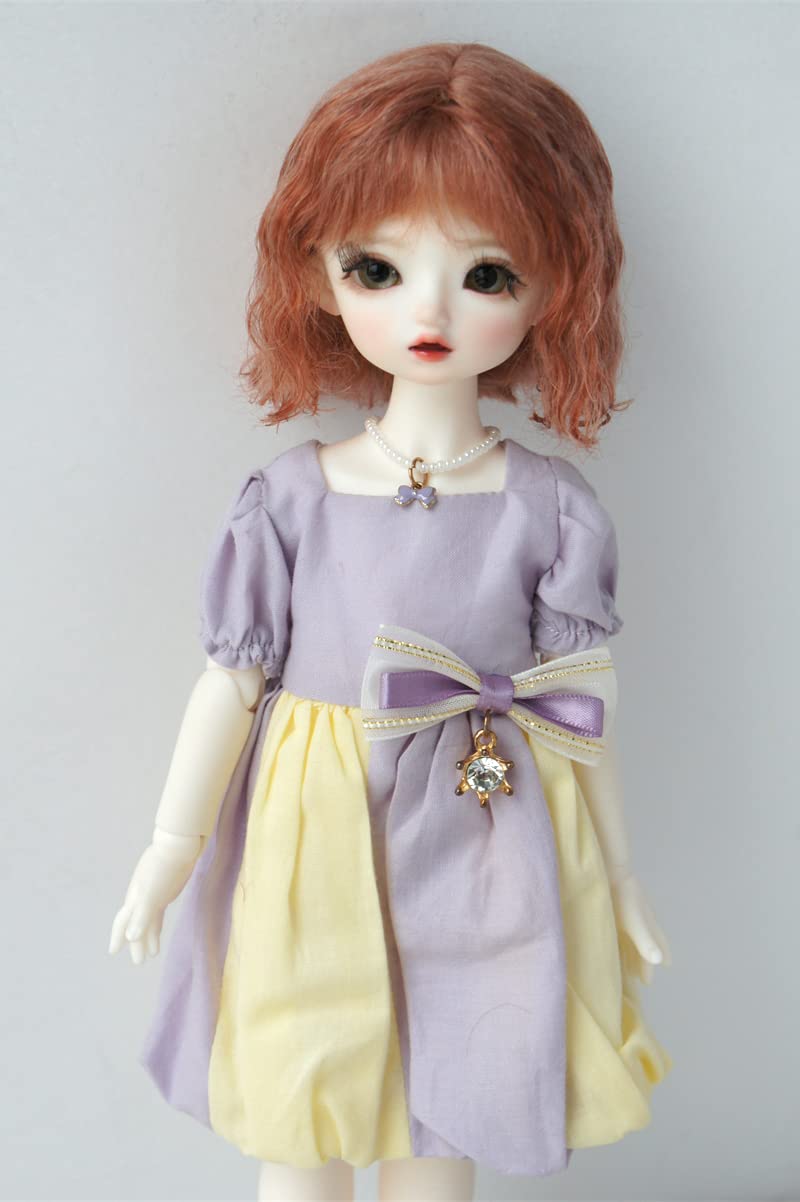 Jusuns Mohair Doll Wigs JD693 6-7inch 16-18cm 1/6 Short Mini Wave YOSD BJD Hair (Dark Pink)