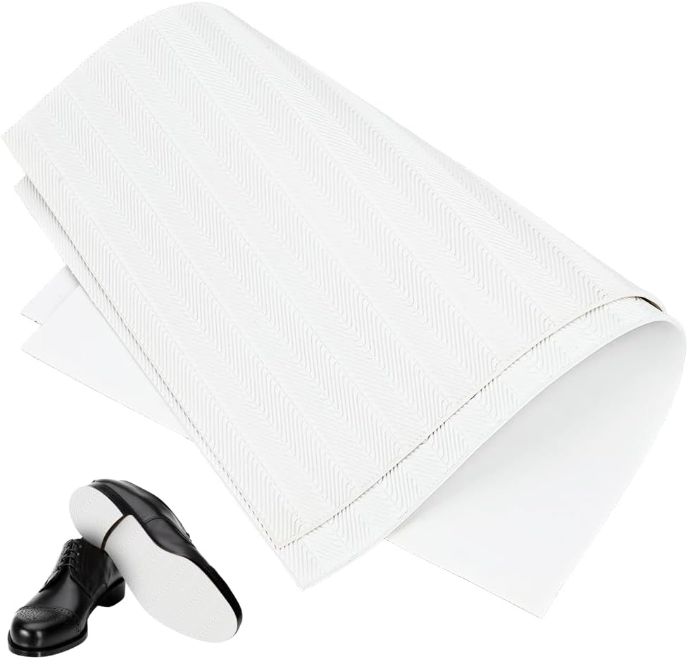 BENECREAT 2Pcs Shoe Sole Repair Sheet, 11x15inch Synthetic Rubber Anti-Slip Pad for High Heels Leather Shoes Sports Shoes DIY Shoe Bottom Protection 2.5mm Thick (White)
