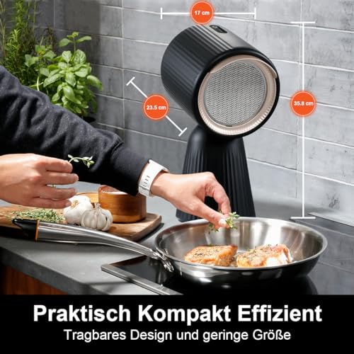 SNDOAS Mini Dunstabzugshaube, Tischhaube Mobile Dunstabzug Umluft mit 180 m³/h Starker Saugleistung, 3 Leistungsstufen, Rezirkulation mit Kohlefilter, für Wohnung, Kleine Küchen, Wohnmobil