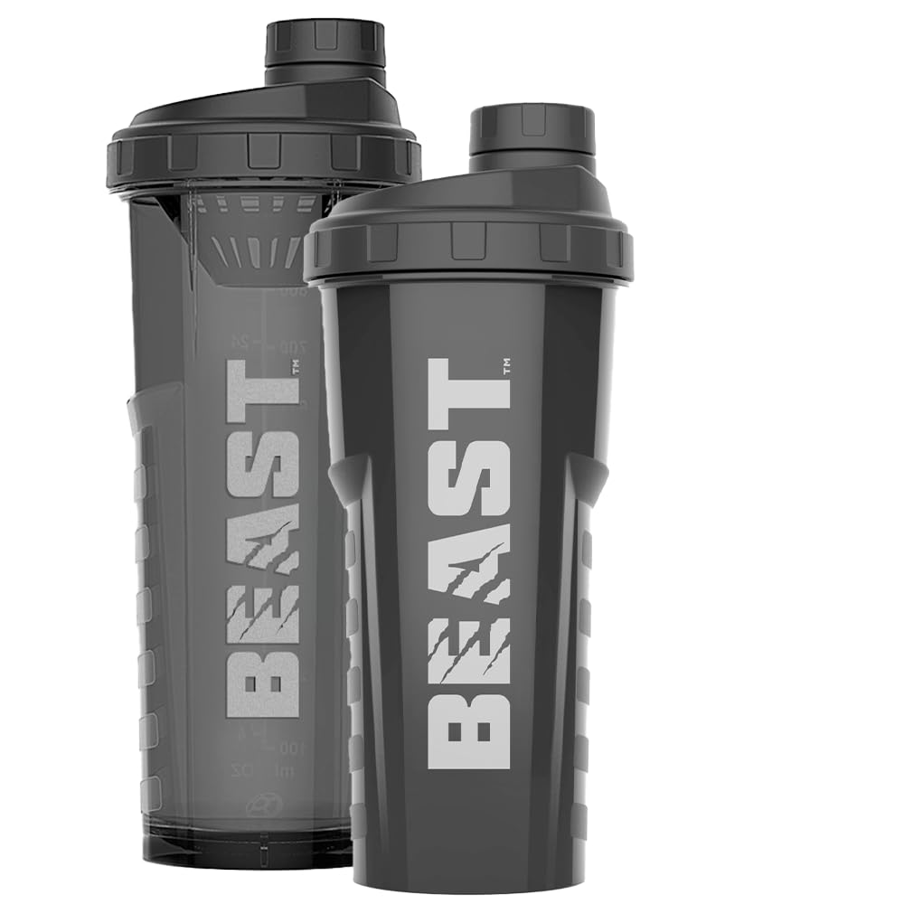 Alpha Designs Beast Protein Shaker Bottle 750ml - 0.75L Gym Bottle for Protein Shakes - Leakproof Screw Cap - Black