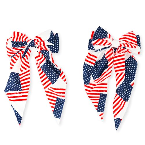 hhdatc 2 Pcs Fourth of July American Flag Hair Bow Hair Clips Hair Accessories Patriotic Hair Bows for 4th of July Independence Day Outfits hhdatc 2 Pcs Fourth of July American Flag Hair Bow Hair Clips Hair Accessories Patriotic Hair Bows for 4th of July Independence Day Outfits