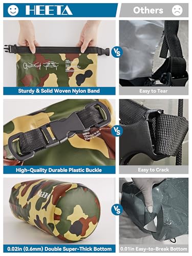 Image of HEETA Waterproof Dry Bag for Women Men, 5L /10L /20L /30L /40L Roll Top Lightweight Dry Storage Bag Backpack with Emergency Whistle for Travel, Kayaking, Boating, Camping, Beach, Cruise Ship Essentials