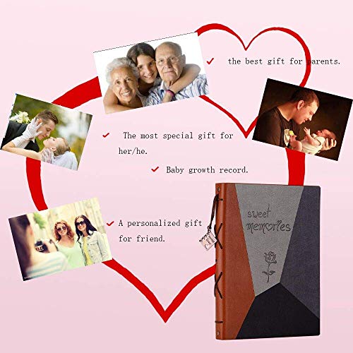 Álbum de recortes ZEEYUAN de cuero para fotos, libro de recuerdos DIY con 10 hojas de papel negro reemplazable, suministros para scrapbooking, regalo para mamá miniatura 5