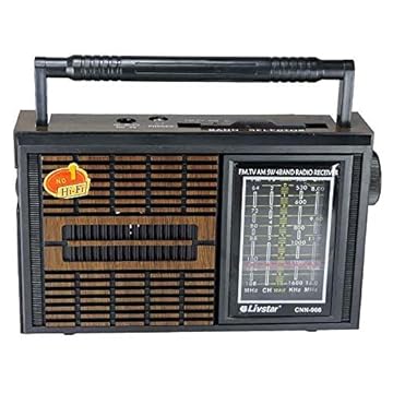 RADIO PORTATIL RETRO COM 4 BANDAS AM FM SW E TV LIVSTAR CNN-966 PILHAS E BIVOLT