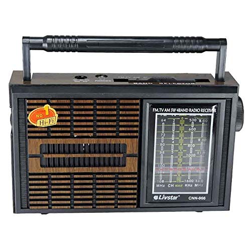 RADIO PORTATIL RETRO COM 4 BANDAS AM FM SW E TV LIVSTAR CNN-966 P...