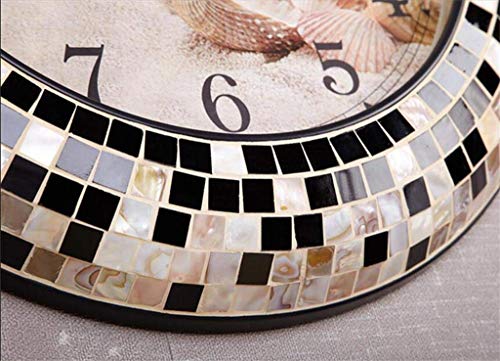 YANGPING-pocket watch Wall Clock/Mediterranean Shell wall clock/And creative big wall clock/Living Room Wall clock/fashion Mute Clock/Marine a circular metal decoration clock/walls clocks and watches - Image 3