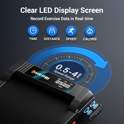 Image of YUEJIQI Walking Pad Under Desk Treadmill with Incline for Home Office, 2.5HP Portable Walking Pad Treadmill with 280 Lbs Weight Capacity, Remote Control, LED Display