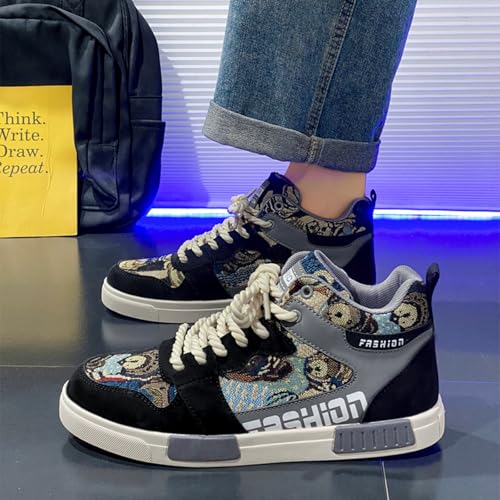 Mens Hightop lace-up Shoes Retro Fashion Design Skateboarding Walking Casual and Comfortable Suitable for Outdoor Activities4