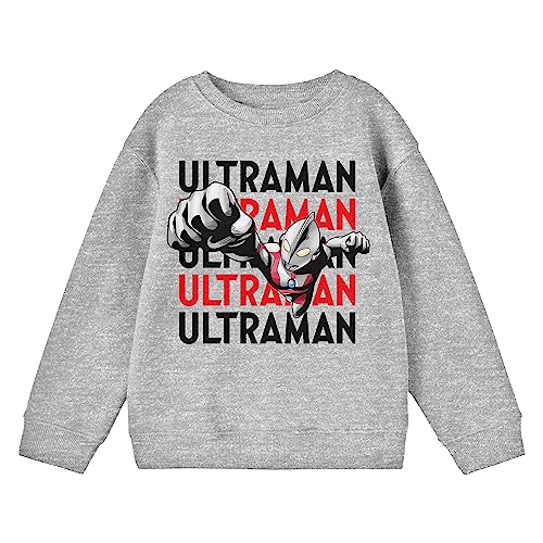Bioworld Ultraman Flying Character Crew Neck Long Sleeve Athletic Heather Youth Sweatshirt