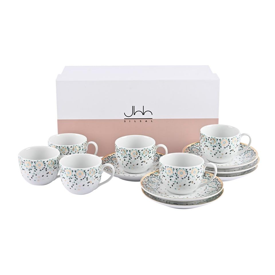 SilsalGift Box with 6 Mirrors Emerald Espresso Cups