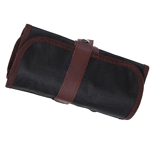Image of PATIKIL Handmade 36 Slots Roll Up Pencil Case, Oxford Cloth Pencil Wrap Pouch Pen Holder Organizer for Artist Drawing Coloring Sketching, Brown /Black