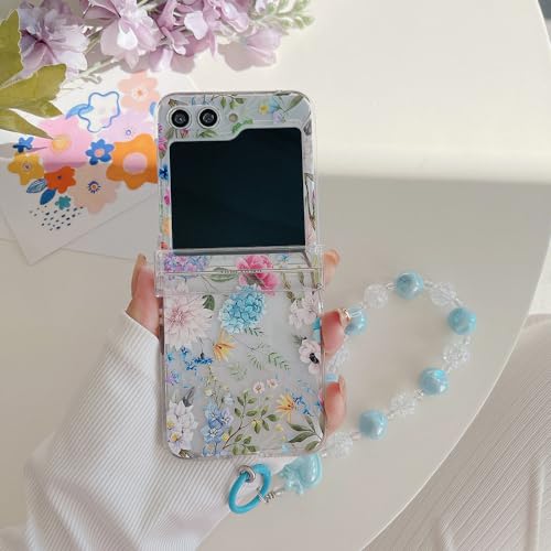 Coque Samsung Z Flip 5 chic avec bracelet floral pour embellir vos sorties quotidiennes