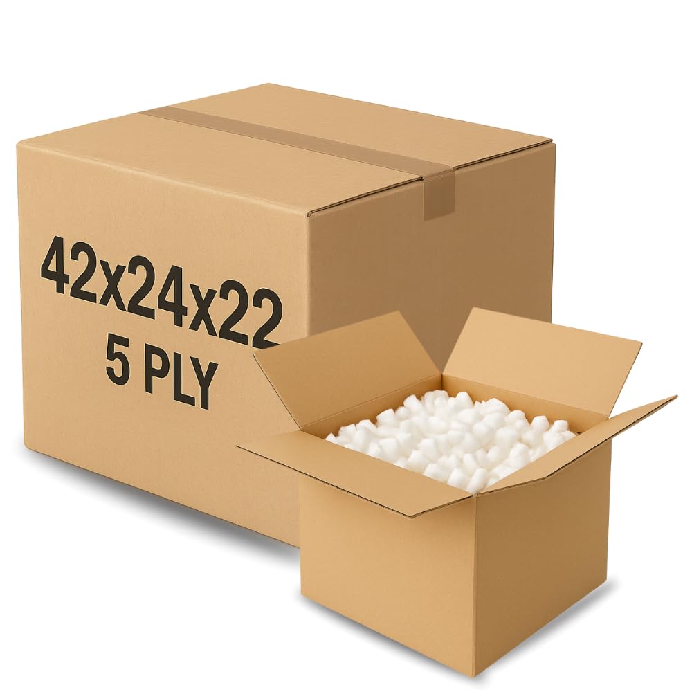 Heavy Duty 5 Ply Shipping Carton Box 42x24x22 CM | Single Packing Box for Moving, Storage, Courier, Relocation & E-Commerce Packaging | Strong & Durable Corrugated Carton (10)