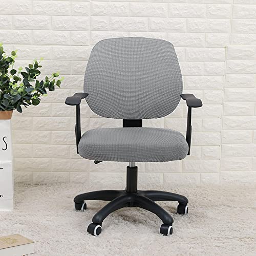 Housse de chaise ordinateur extensible fauteuil de bureau gris lavable déhoussable - 6