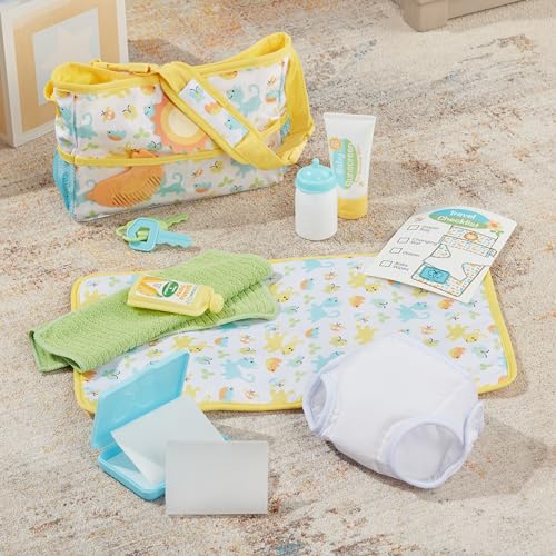 Melissa & Doug Mine to Love Travel Time Play Set for Dolls with Diaper Bag, Bottle, Sunscreen, More (17 pcs) - Baby Doll Accessories, Baby Doll Sets for Kids Ages 3+ - image 8