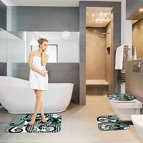 TiaoTian Badematten Set 3D 40x60 Barock Badezimmerteppich-Set absorbierend 3-teiliges maschinenwaschbare weich… – Bild 5