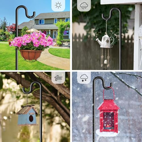 Image of Shepherd Hook for Outdoor, Heavy Duty Bird Feeder Pole with 5 Prong Base, Adjustable Height Bird Feeder Stand Ideal for Hanging Bird Feeders, Plant, and Garden Decorations