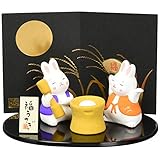薬師窯 錦彩 餅つき うさぎ(小)