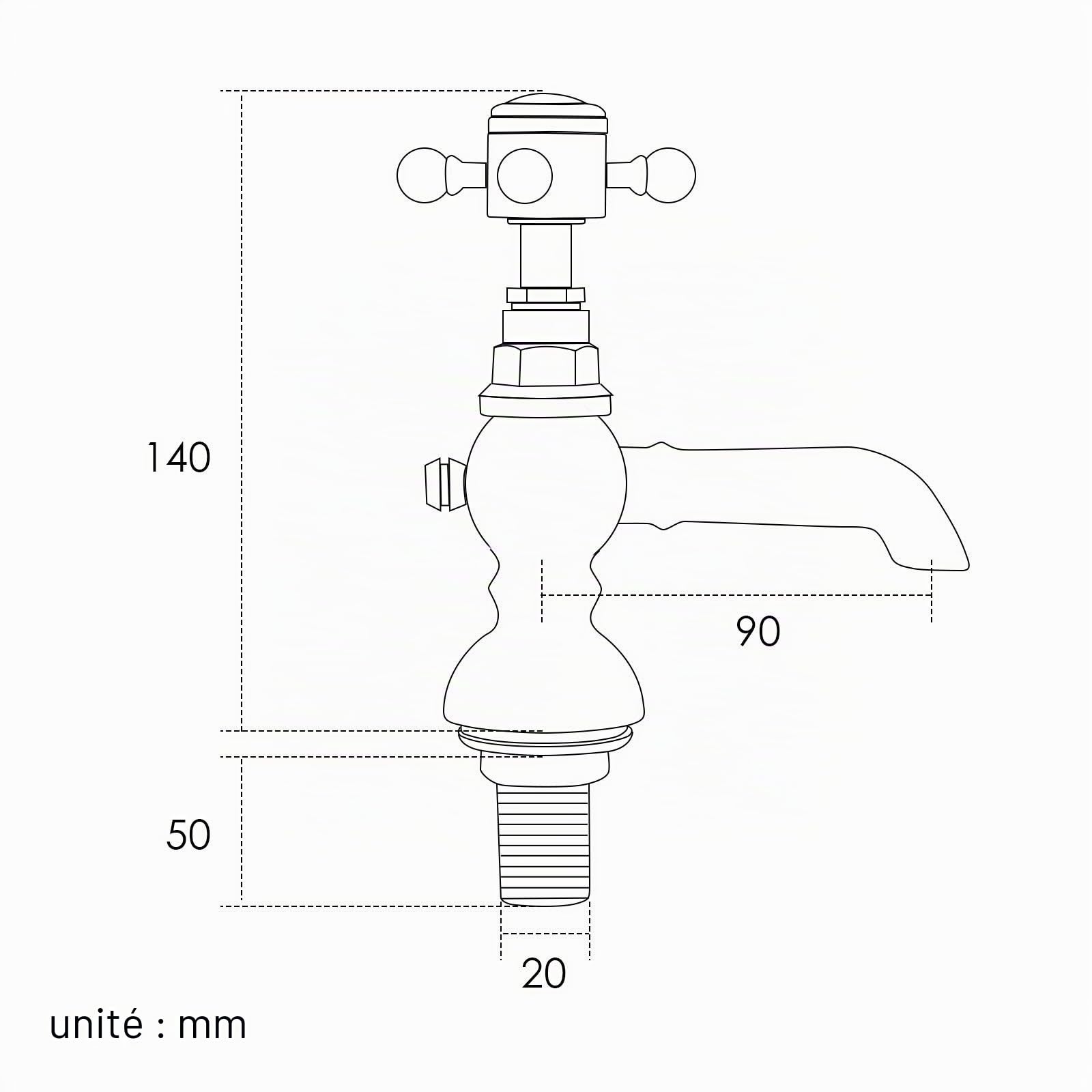 Wasserrhythm Paire de robinets de lavabo cascade Victoria Traditionnels Robinets d'évier de salle de bain en paire classique à levier croisé en laiton chromé