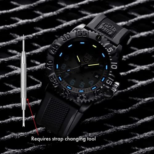Luminox 시계 스트랩 FPX.3050.20B.2.K - 23mm 블랙 고무 시계 밴드, 스테인리스 스틸 버클 포함, 3050 3051 3080 3081 8820 8821 8822, 블랙/그레이, 스트랩. — 사진 4