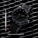 Luminox Pasek do zegarka FPX.3000.21H.2.K - 21 mm czarny pasek zapasowy z gumy ze sprzączką ze stali nierdzewnej do 3000 3001, czarny i szary, Pasek