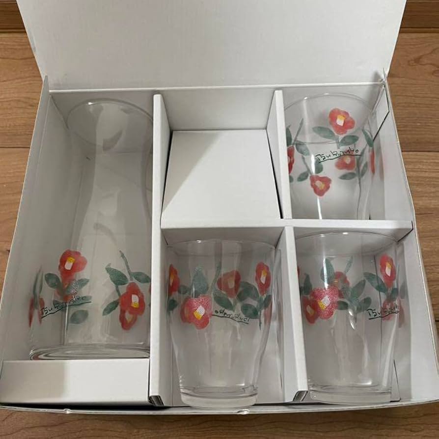 Amazon.co.jp: 片岡鶴太郎オリジナルカラフェグラスセット『椿