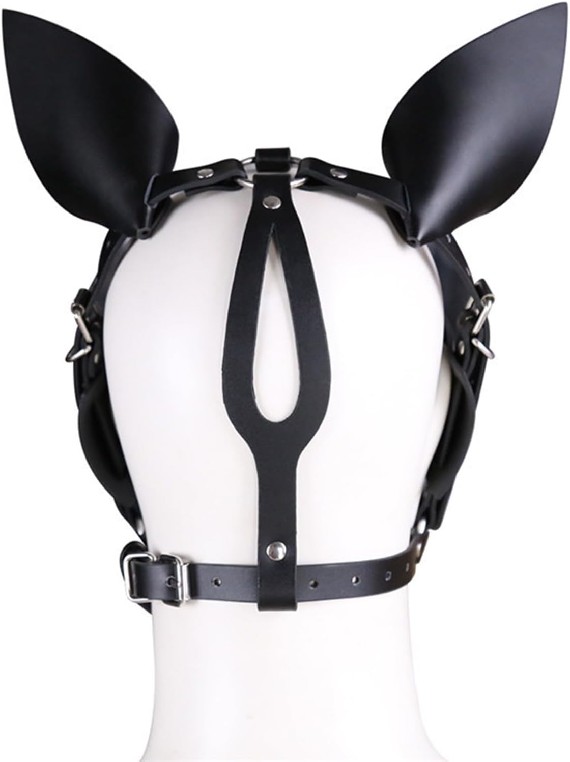 Dog Head Mask Cowhide Leather Hood Mask Bone Mouth Plug Sexy Role Play Bondage BDSM Costume