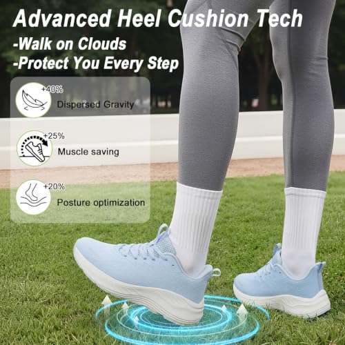 Image of Women's Slip On Walking Shoes Wide Cushion Running Tennis Shoes with Arch Support Insole, Non Slip Sole for Nursing Workout Gym Athletic Fashion Sneakers 6-12