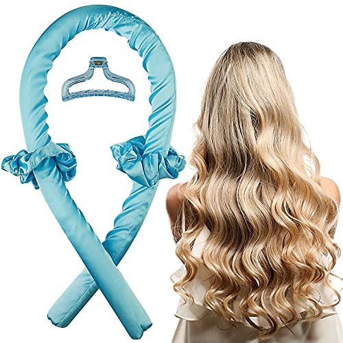 TikTok Heatless Curling Rod Headband For Long Hair To Sleep In Overnight, No Heat silk Soft Headband Foam Hair Rollers, Curling Ribbon and Flexible Rods for Natural Hair, Beige