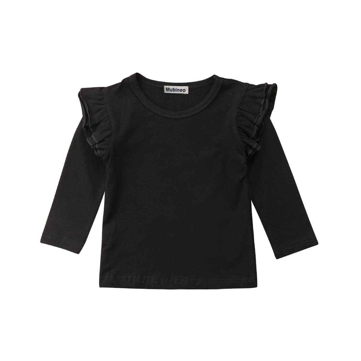 Mubineo Toddler Baby Girl Basic Plain Ruffle Sleeve Cotton T
