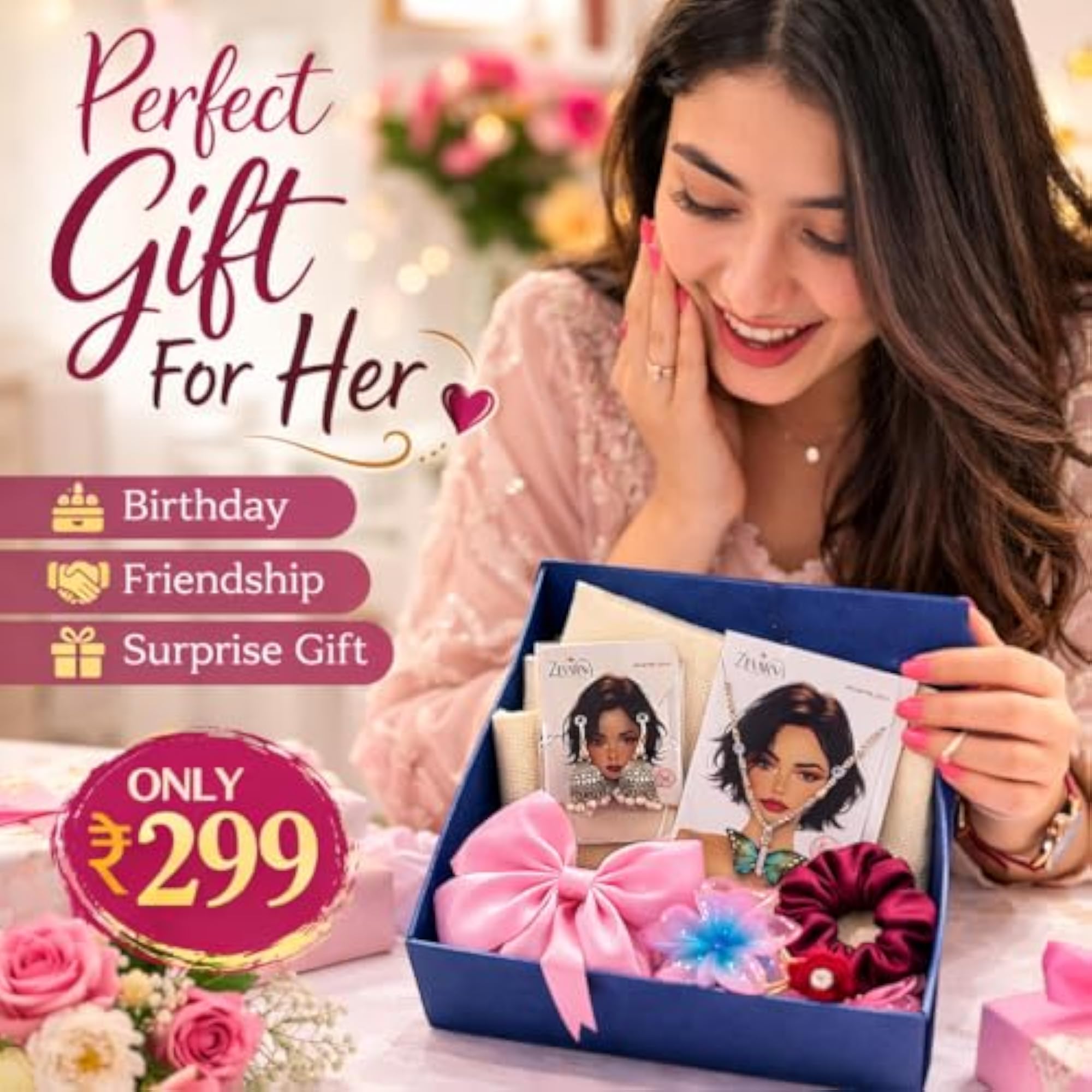 Hamper with 8-Piece Accessories Combo Set, Gift for Her
